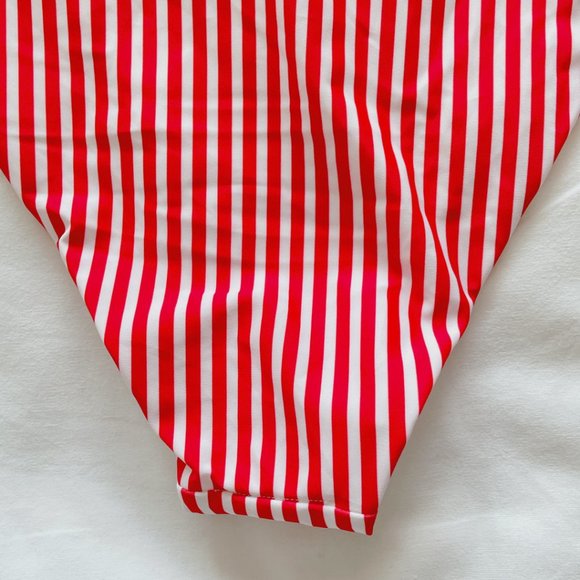 Cupshe bikini bottom high cut women's large Red & white stripe low rise NWT - Picture 8 of 14